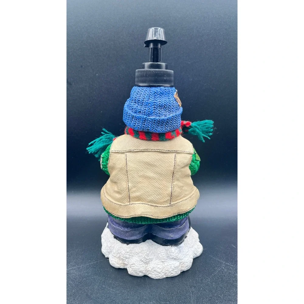 Vtg Christmas Teddy Bear Snowman Resin‎ Soap Lotion Dispenser Winter Holiday 8